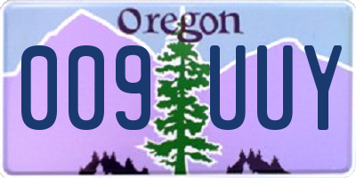 OR license plate 009UUY