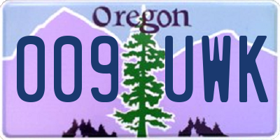 OR license plate 009UWK