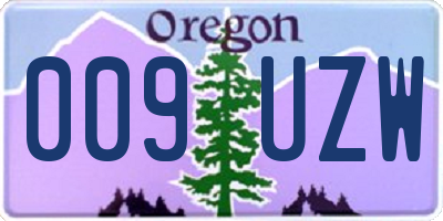 OR license plate 009UZW
