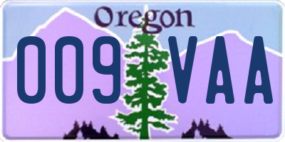 OR license plate 009VAA