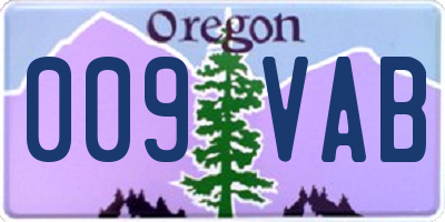 OR license plate 009VAB