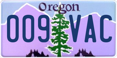 OR license plate 009VAC