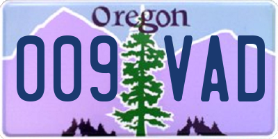 OR license plate 009VAD