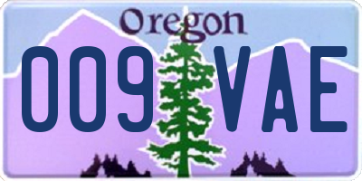 OR license plate 009VAE