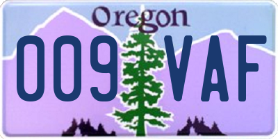 OR license plate 009VAF