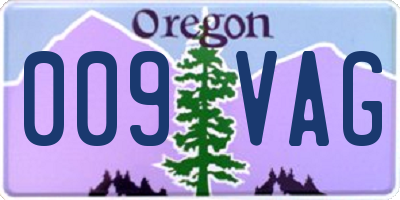 OR license plate 009VAG