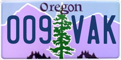 OR license plate 009VAK