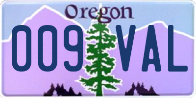 OR license plate 009VAL