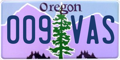 OR license plate 009VAS