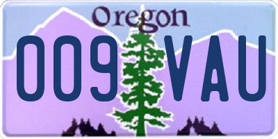 OR license plate 009VAU
