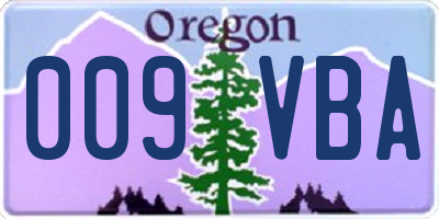OR license plate 009VBA