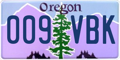 OR license plate 009VBK