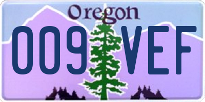 OR license plate 009VEF