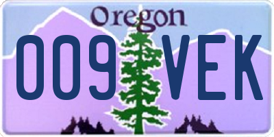 OR license plate 009VEK