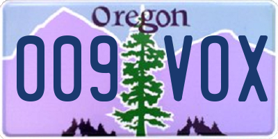 OR license plate 009VOX