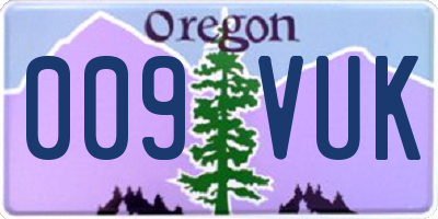 OR license plate 009VUK