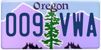 OR license plate 009VWA