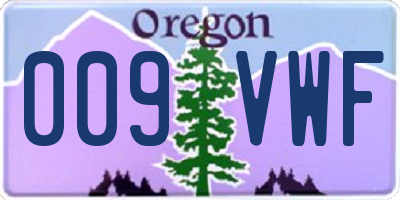 OR license plate 009VWF