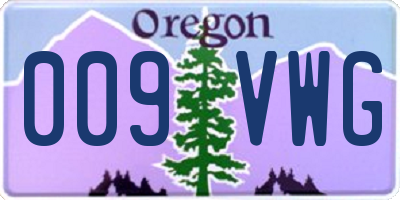 OR license plate 009VWG