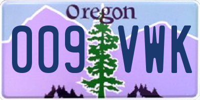 OR license plate 009VWK
