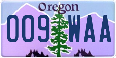 OR license plate 009WAA