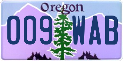 OR license plate 009WAB