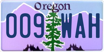 OR license plate 009WAH