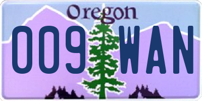 OR license plate 009WAN