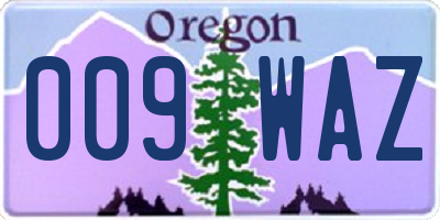 OR license plate 009WAZ
