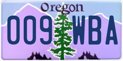 OR license plate 009WBA