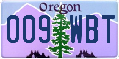 OR license plate 009WBT