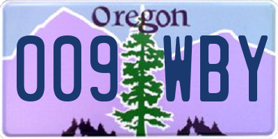 OR license plate 009WBY