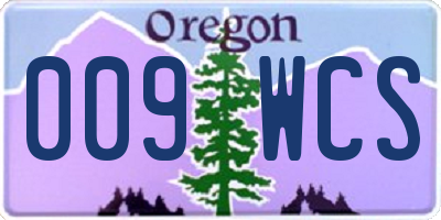 OR license plate 009WCS