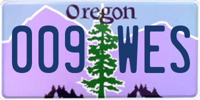 OR license plate 009WES