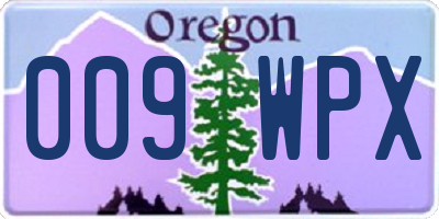 OR license plate 009WPX