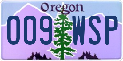 OR license plate 009WSP