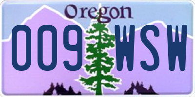 OR license plate 009WSW
