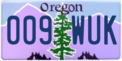 OR license plate 009WUK