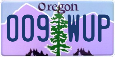 OR license plate 009WUP