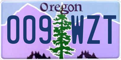 OR license plate 009WZT