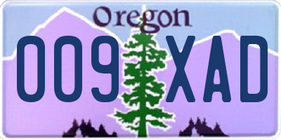 OR license plate 009XAD