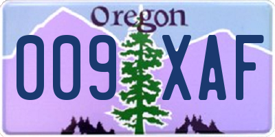 OR license plate 009XAF