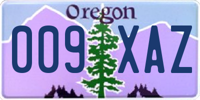 OR license plate 009XAZ