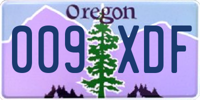 OR license plate 009XDF