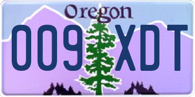 OR license plate 009XDT