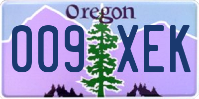 OR license plate 009XEK