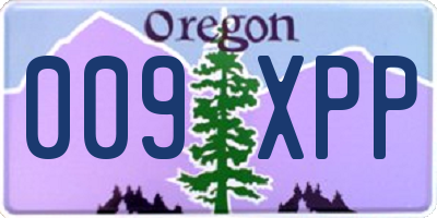 OR license plate 009XPP