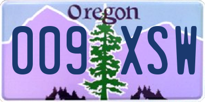 OR license plate 009XSW