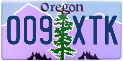 OR license plate 009XTK