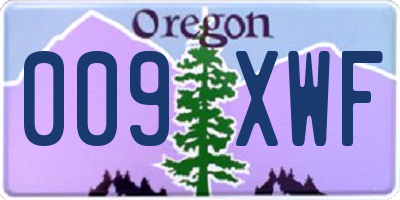OR license plate 009XWF